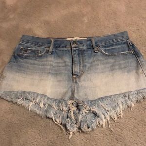 Distressed denim shorts